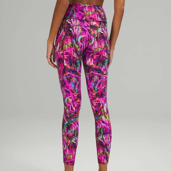 Lululemon Fast and Free High-Rise Tight 25" Hyper Flow Pink Multi, size 6 - Picture 4 of 9